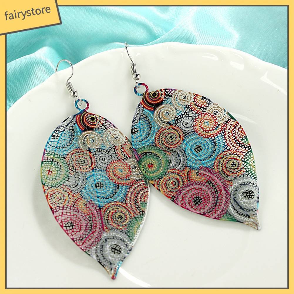 Khuyên Tai Hình Chiếc Lá Đính Đá Phong Cách Cổ Điển Thanh Lịch Dành Cho Nữ