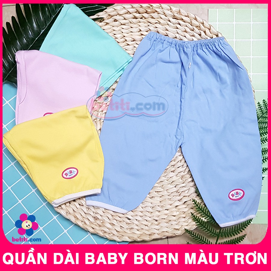 Quần Dài Baby Born Màu Trơn Cho Bé Sơ Sinh Chất Cotton Mềm Mại