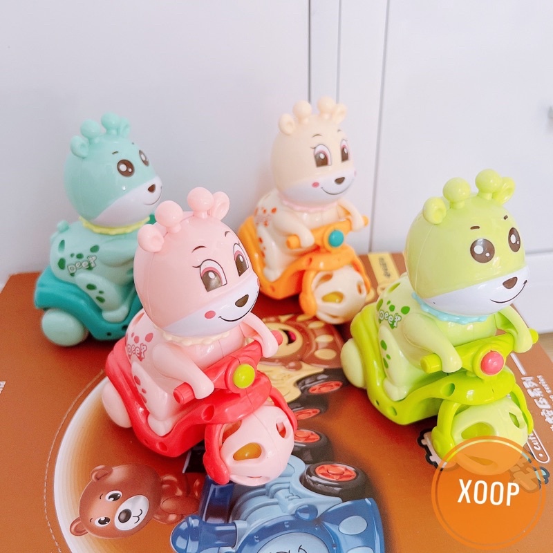 Đồ chơi hươu đi xe lúc lắc chạy đà phát tiếng kêu vui nhộn đáng yêu cho bé