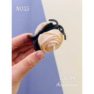 Kẹp càng cua 5 răng hoa hồng lụa ruy băng