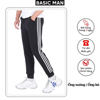Quần Thể Thao Jogger 3 sọc Nam + Nữ Chất vải nỉ Poly co dãn thể thao
