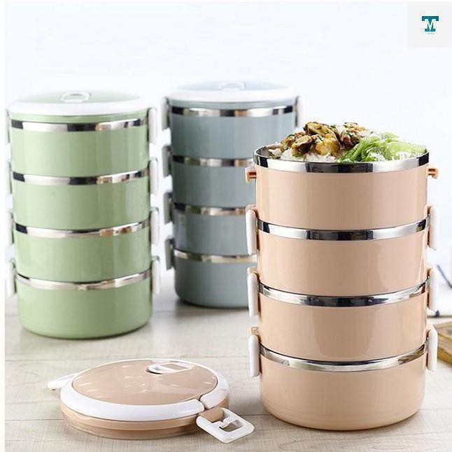 Hộp Cơm 4 Tầng Lúa Mạch Lõi Inox Giữ Nhiệt An Toàn Sức Khỏe Thiết Kế Cách Nhiệt Bằng Chân Không Tiện Lợi,Đảm Bảo Vệ Sinh