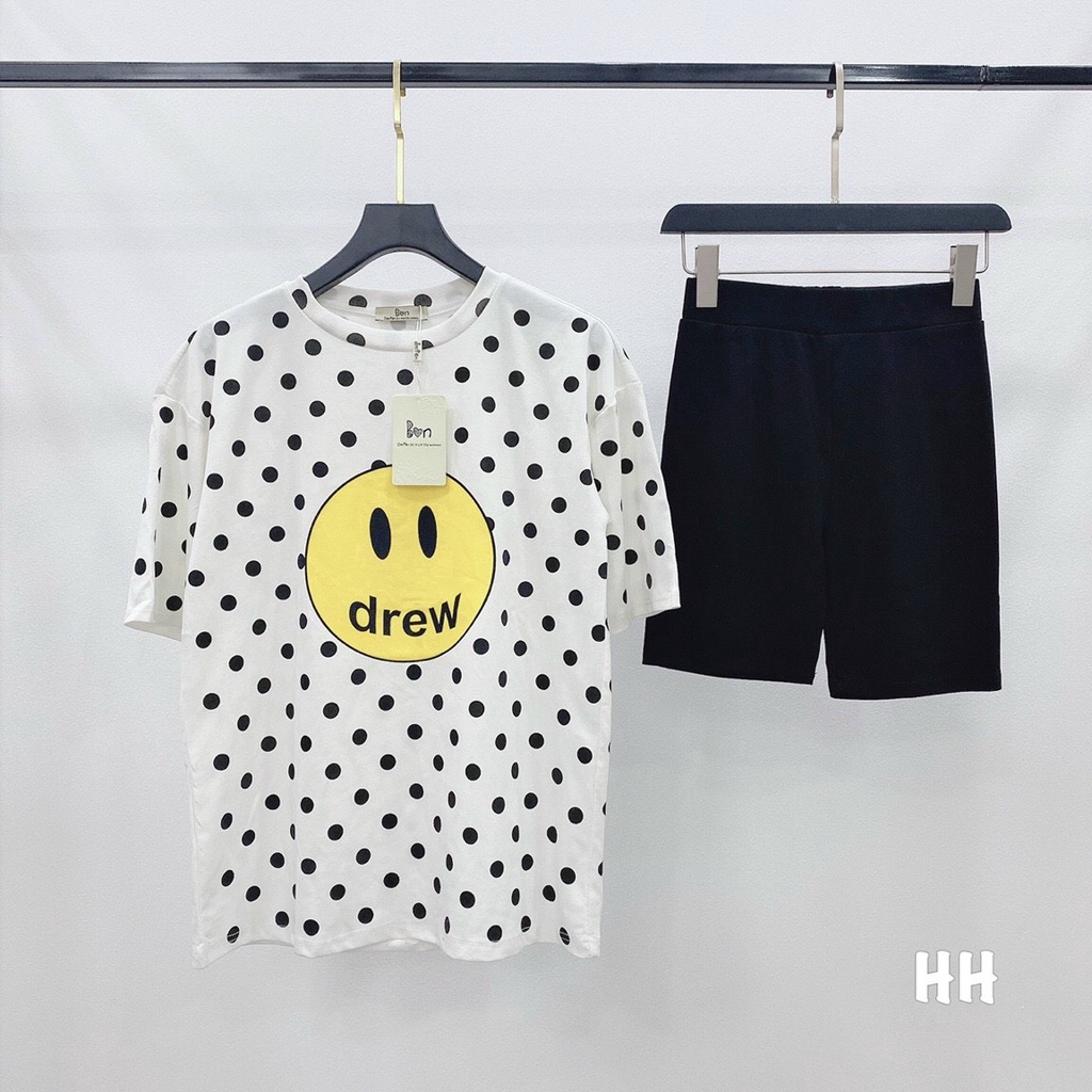 Nguyên bộ nữ mặc nhà ,dạo phố in mặt cười ,FREE SHIP,chất conton co giãn thoáng mát 1 size dưới 55kg