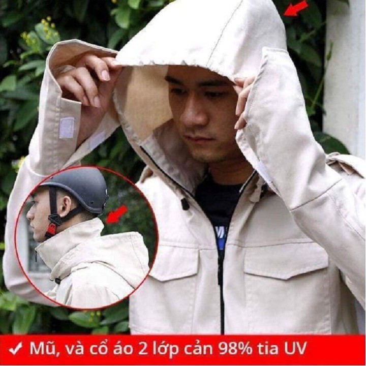 Áo chống nắng chất liệu Kaki cho nam màu trắng sữa cực mát (Đầy đủ size L, XL, XXL)