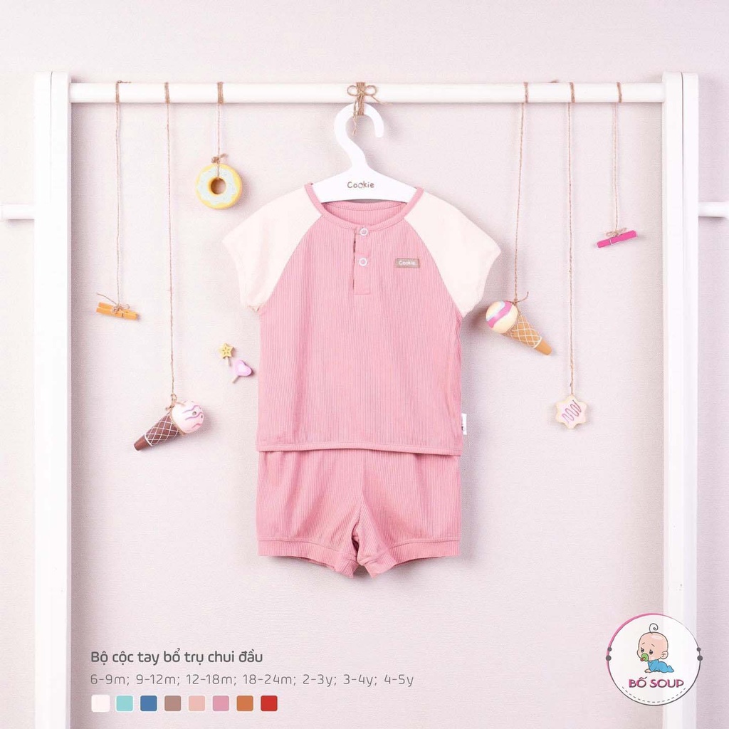 Bộ cộc tay cho bé COOKIE chất liệu cotton hữu cơ an toàn cho bé