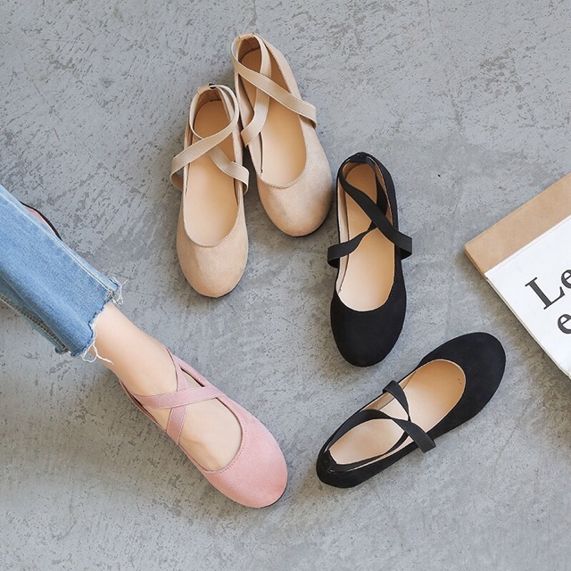 Giày búp bê có quai đan chéo