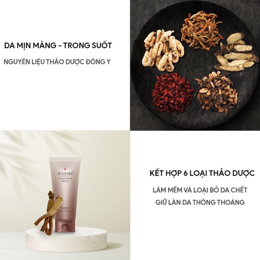 Combo Trẻ Mãi Không Già WHISIS Gồm Sữa Rửa Mặt Collagen Chống Lão Hóa Và Gel Tẩy Tế Bào Chết Đông Y 120ml