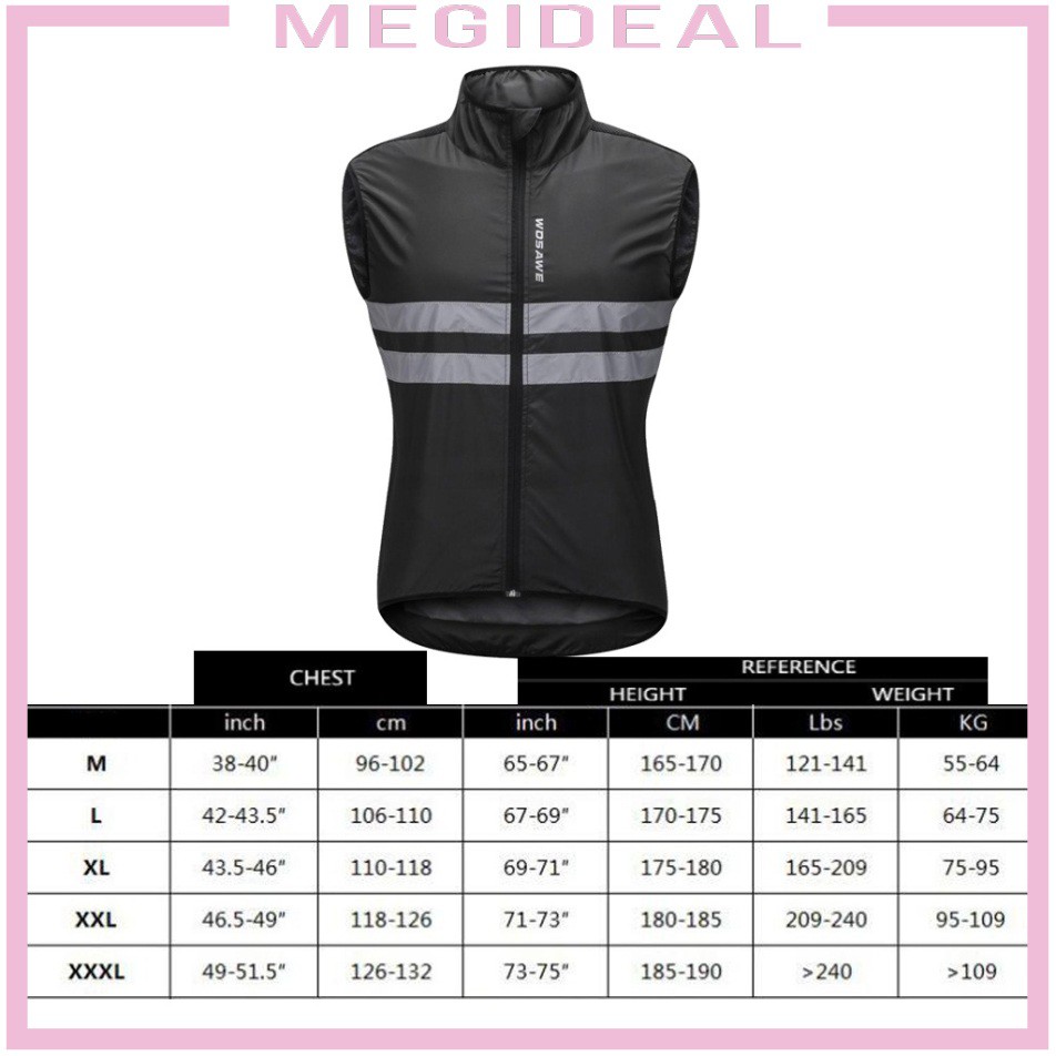 Black High Visibility Safety Reflective Bike Cycling Sleeveless Windproof Vest Running Jogging Outdoor Sports Coat Jacket M-XXXL