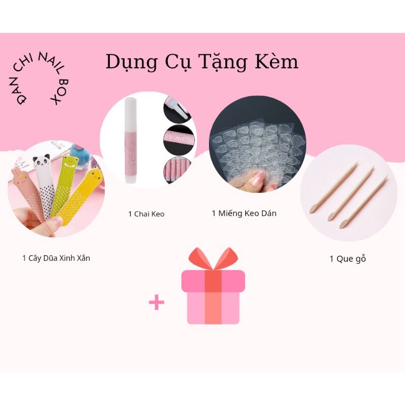 NailBox móng úp thiết kế sẵn Mẫu Trắng Đính Đá