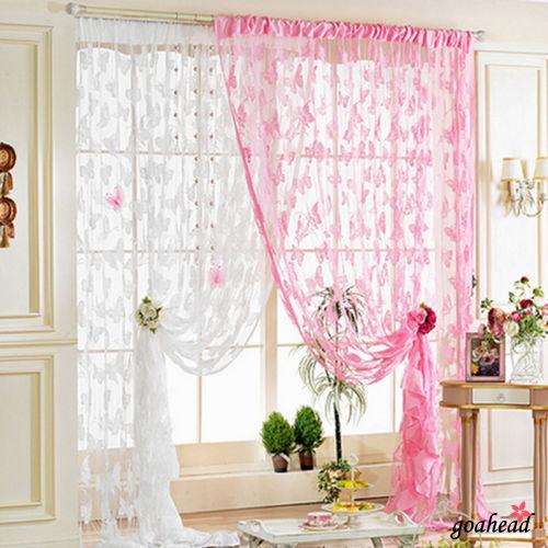 Rèm cửa voan in hoa nhiều màu sắc