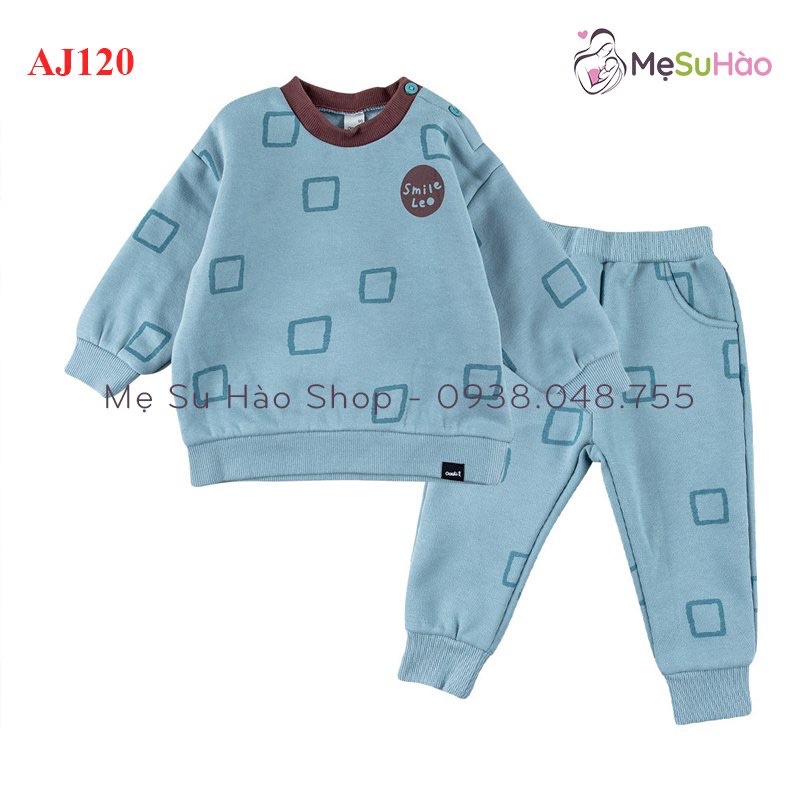 Set nỉ bông siêu xinh siêu ấm áp Cordi-i Hàn Quốc màu xanh dương mã AJ120