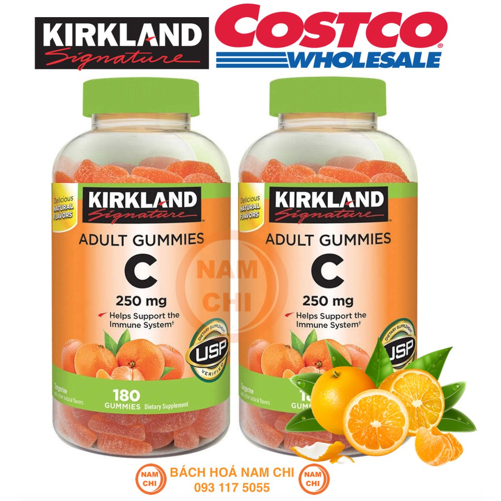 Kẹo dẻo Kirkland Signature Vitamin C 250mg Adult Gummies 180 viên (CHUẨN COSTCO USA)