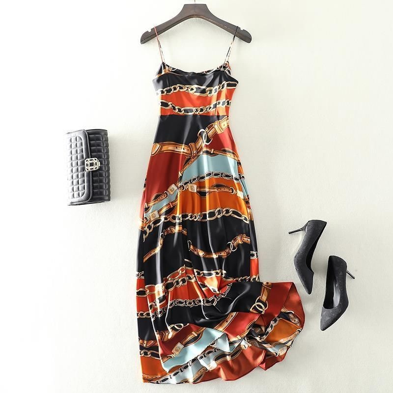 AMOI Đầm Hai Dây Eo Cao Vừa In Họa Tiết Thanh Lịch Quyến Rũ Cho Nữ 2021 | BigBuy360 - bigbuy360.vn