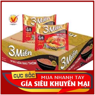 Mì 3 miền gold Bò hầm rau thơm thùng 30 gói 75g