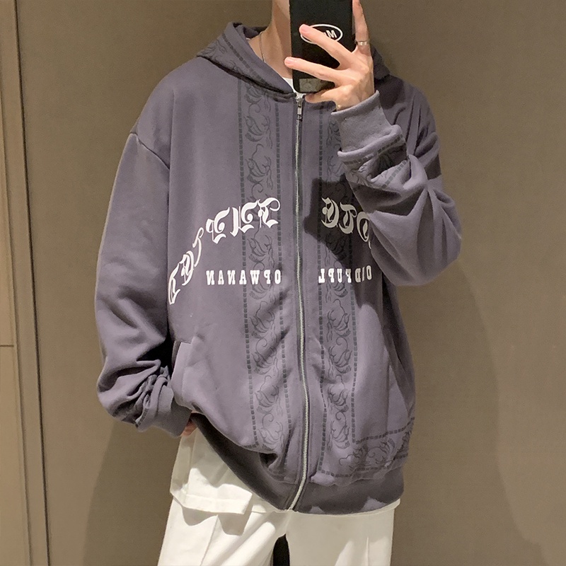 Áo khoác Cardigan có mũ trùm phối khóa kéo thiết kế mới thời trang mùa thu theo phong cách Retro