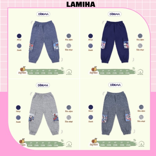 Quần dài cho bé trai thu đông chất cotton dày dặn size 2-6Y Dokma sale DQ788S Lamiha