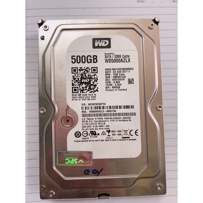 ổ cứng hdd 500g Western