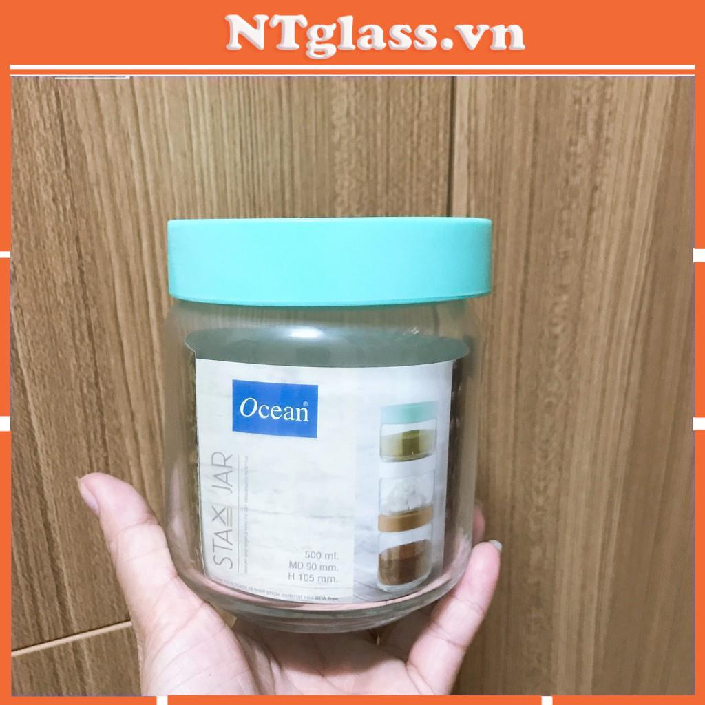 Hủ thủy tinh nắp nhựa 500ml-B02517,chính hãng ocean