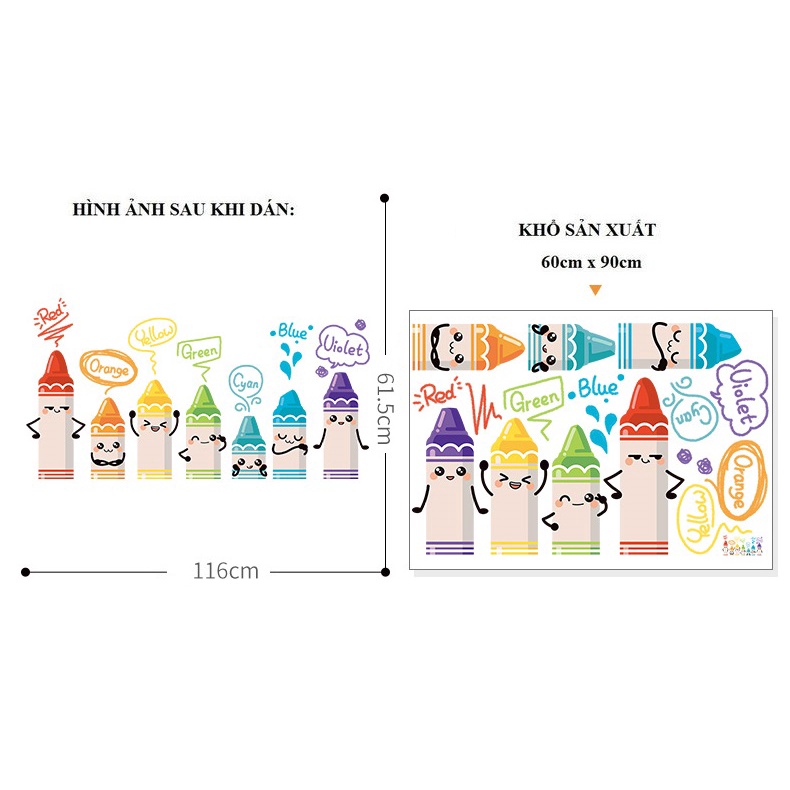 Decal dán tường BÚT CHÌ SẮC MÀU  - Trang trí phòng bé