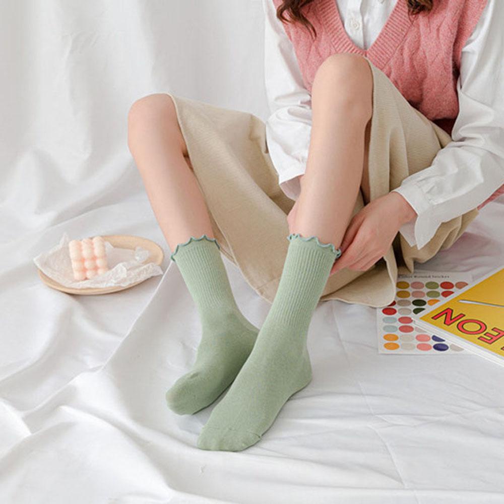 Vớ Cotton Màu Trơn Phong Cách Harajuku Cá Tính Cho Nữ