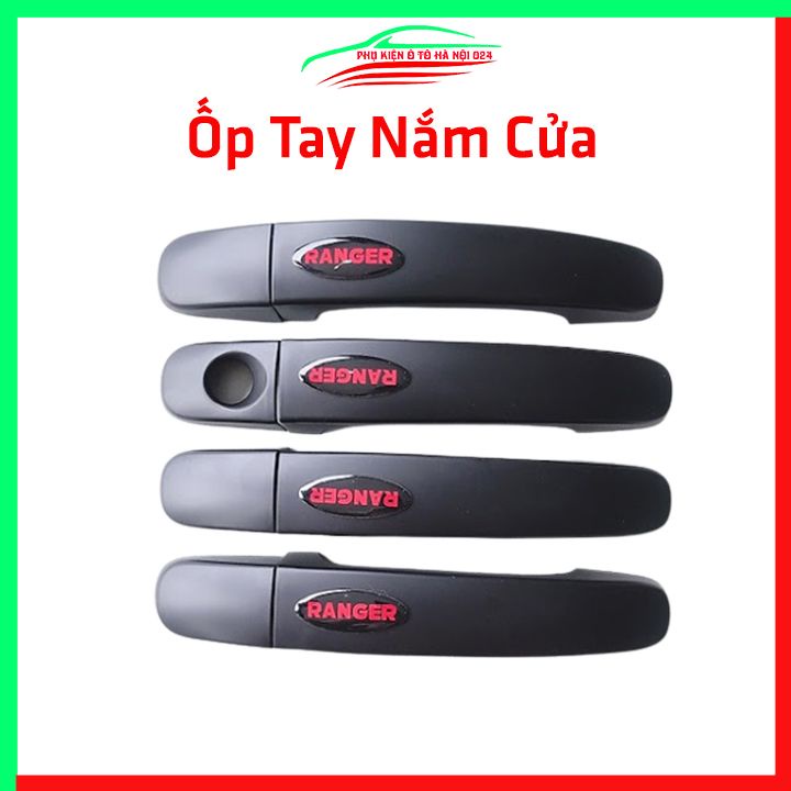 Ốp tay hõm nhựa đen Ranger 2016-2021 sáng bóng chống trầy bảo vệ cửa xe ô tô
