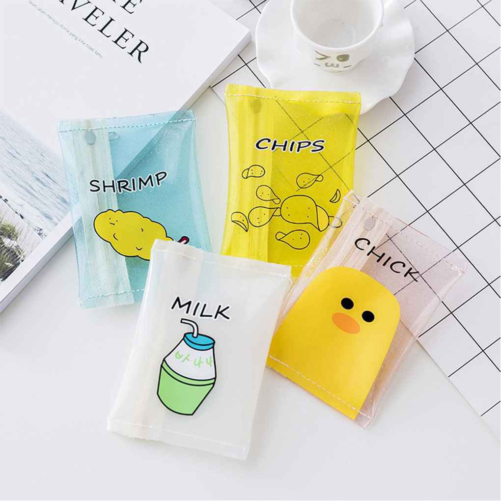 Ví nữ trong suốt có khóa kéo in họa tiết nhiều kiểu đáng yêu