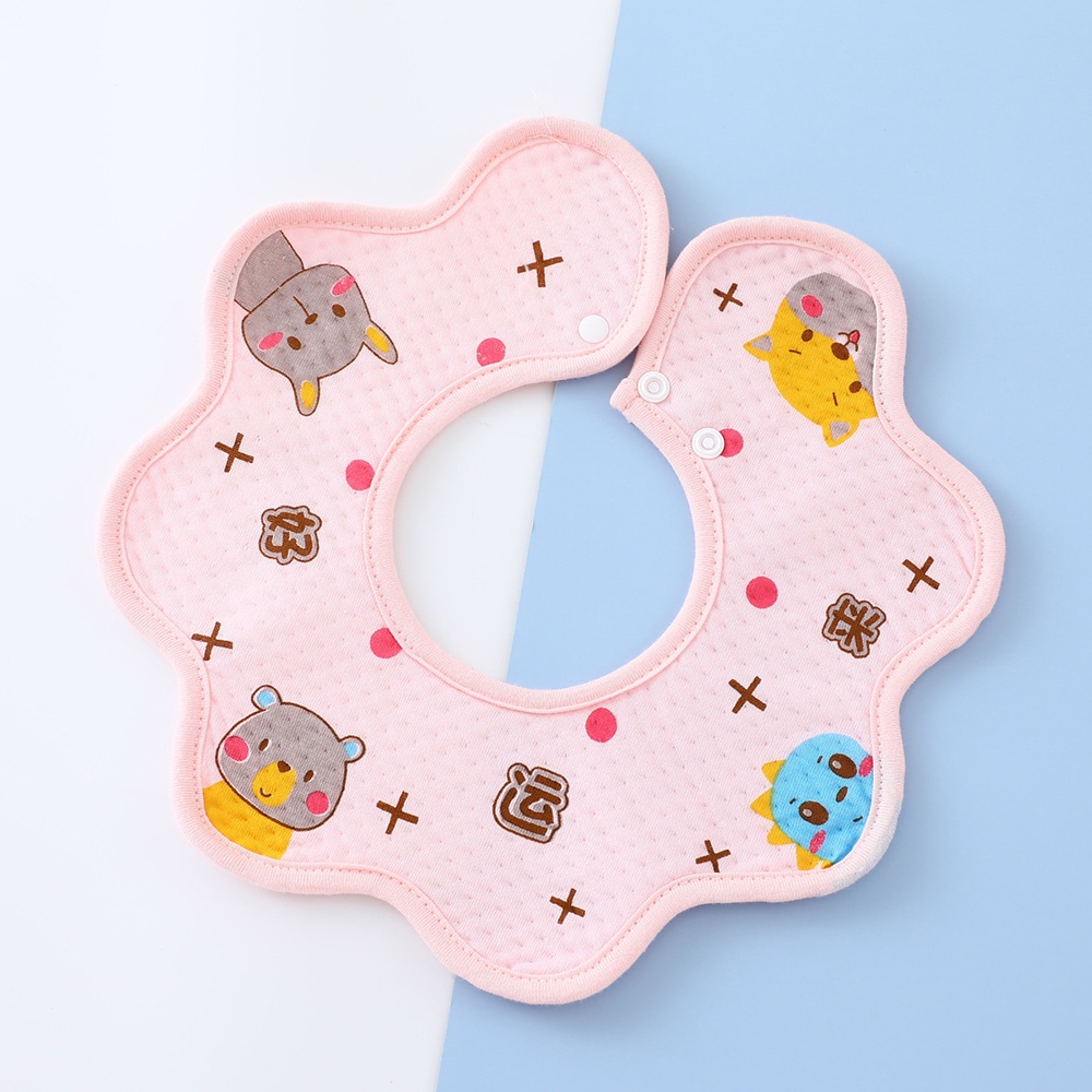 Yếm Ăn Cotton Hình Bông Hoa Xoay 360 Độ Dễ Thương Cho Bé