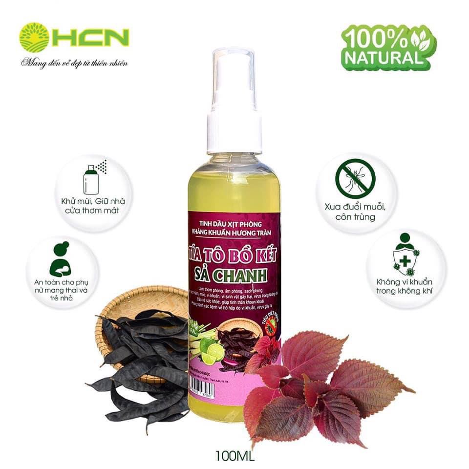 Tinh dầu xịt phòng hương tràm sả chanh các loại kháng khuẩn (Lọ 100ml)