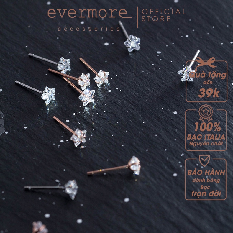 Bông tai bạc EVERMORE, khuyên tai sao băng bạc Ý 925 nguyên chất, phong cách minimalism, thanh lịch - H009
