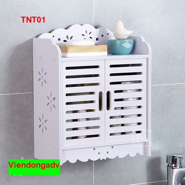 Tủ nhà tắm treo tường 2 cửa thanh lịch - Kệ  lắp ráp treo tường nhà tắm- VIENDONG ADV