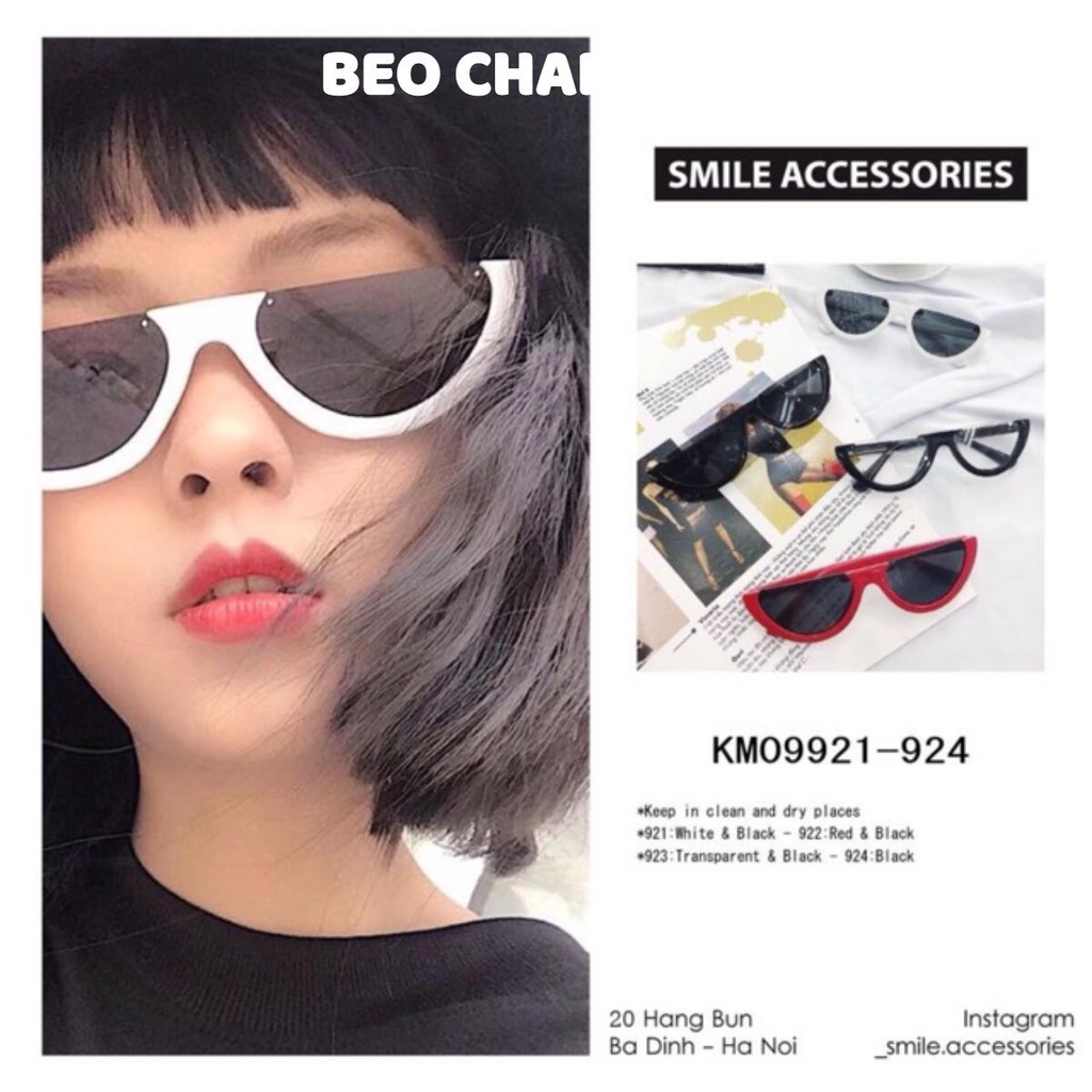 Kính râm thời trang nam nữ nửa gọng form nhỏ hottrend