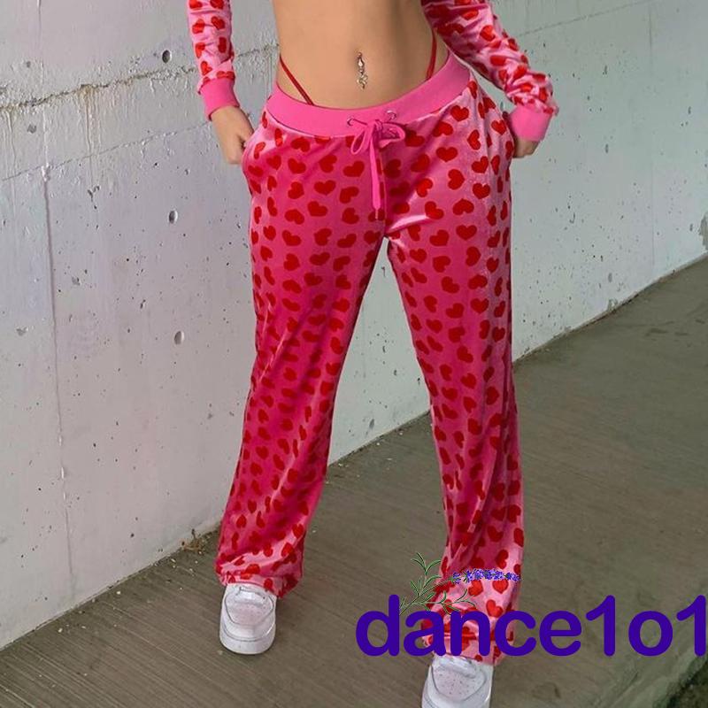 Set Áo Khoác Tay Dài/Quần Dài In Họa Tiết Trái Tim Thời Trang Cao Cấp Cho Nữ