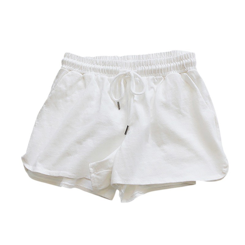 Quần short thể thao vải cotton pha trộn lưng thun dáng rộng màu trơn dành cho nữ