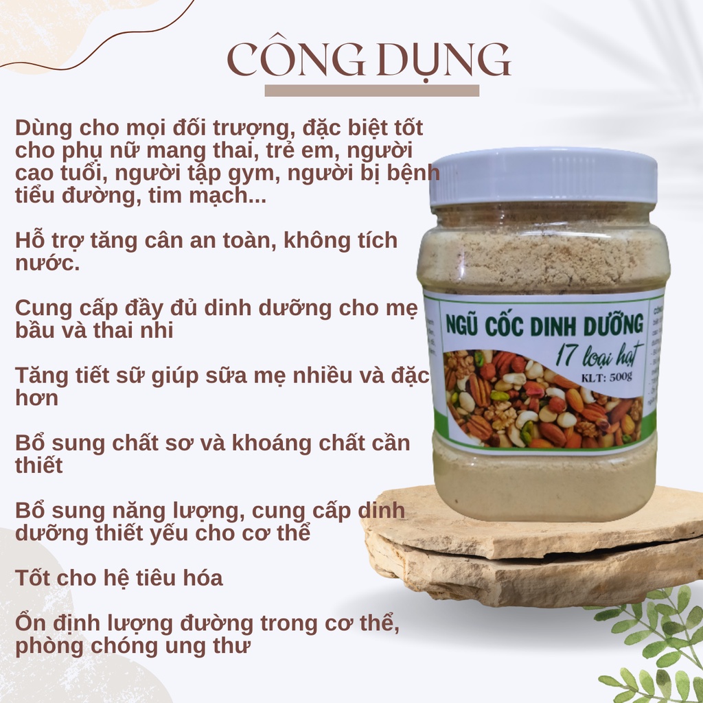 500gram Bột ngũ cốc dinh dưỡng 17 loại hạt (dùng tăng cân, lợi sữa)