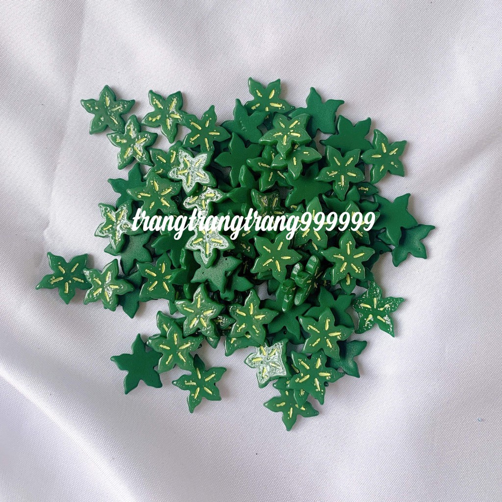 Charm hình lá hiếm nguyên liệu trang trí slime