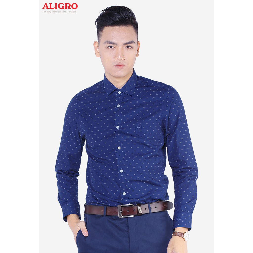 Áo sơ mi nam dài tay ALIGRO cổ bẻ dáng ôm body 100% chất cotton form slimfit ALGS148