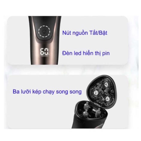 ♥️ Máy cạo râu thông minh POREE PS-198, máy cạo râu cao cấp, led báo pin, khoá an toàn, chống nước