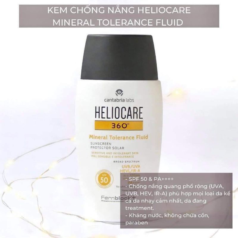 Kem chống nắng Heliocare 360 Mineral Tolerance Fluid SPF 50+