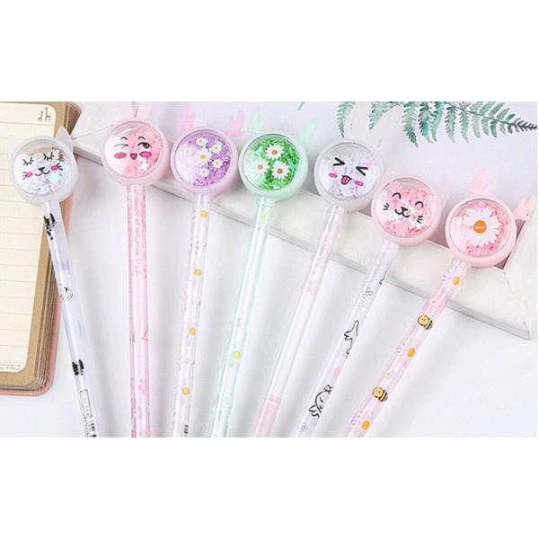 Bút Viết Gel Tai Mèo, Tai Thỏ Kim Tuyến Nhũ Lấp Lánh Nhiều Màu Giá Rẻ Bút Bi Văn Phòng Phẩm Tiện Lợi