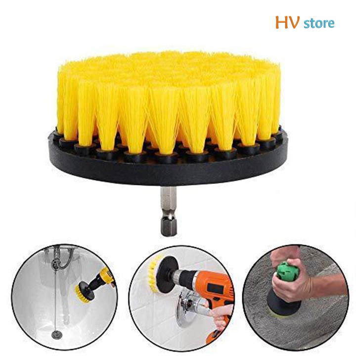Bộ 3 đầu cọ bàn chải gắn máy Khoan cầm tay - Dụng cụ vệ sinh nhà cửa lốp xe thông minh