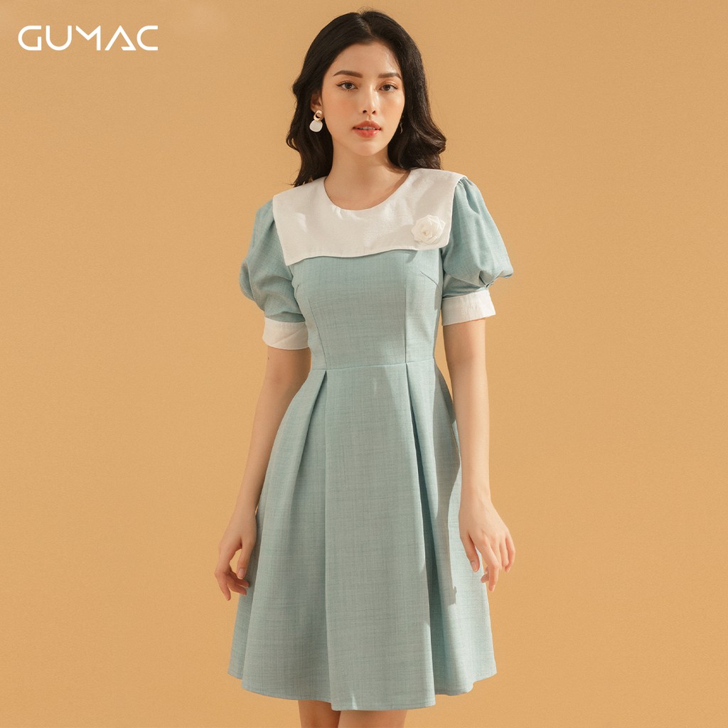 Đầm xanh cổ thủy thủ DA710 GUMAC