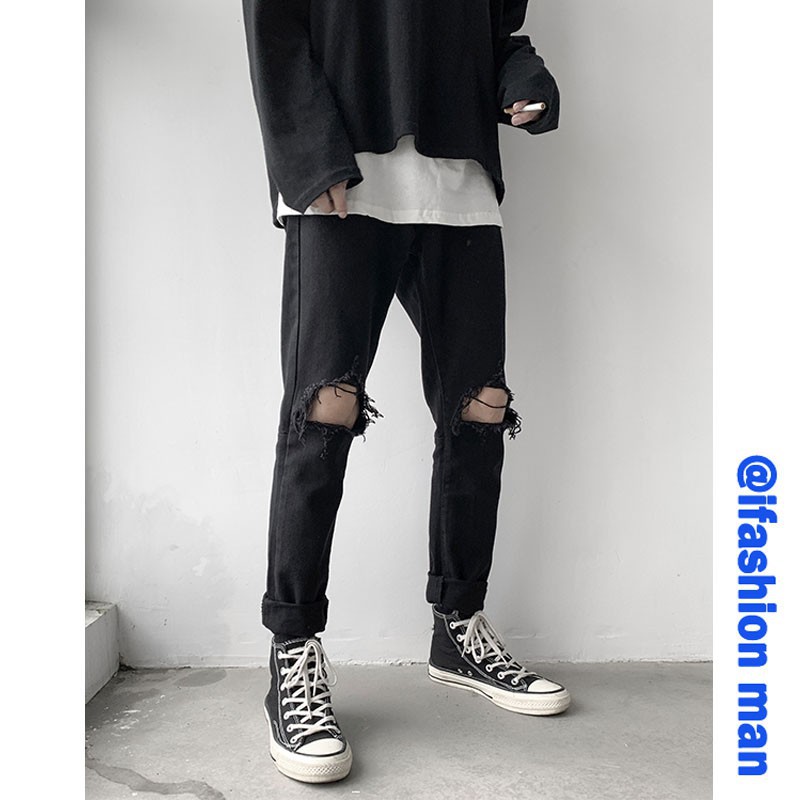 Quần Jeans Dài Rách Gối Thời Trang Cá Tính Dành Cho Nam | BigBuy360 - bigbuy360.vn