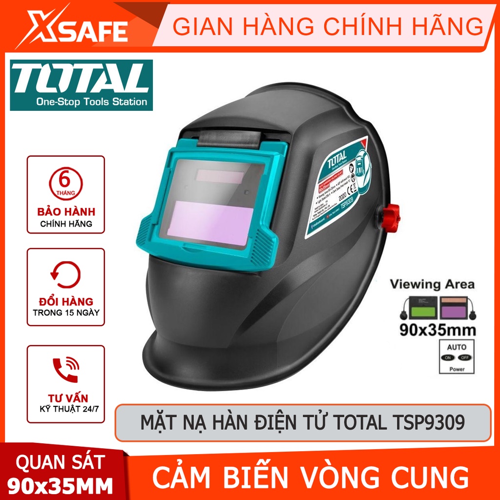 Mặt nạ hàn điện tử TOTAL TSP9309 Mặt nạ hàn tự động vùng quan sát 90×35mm, kích thước vùng tối 110×90×9mm - Chính hãng