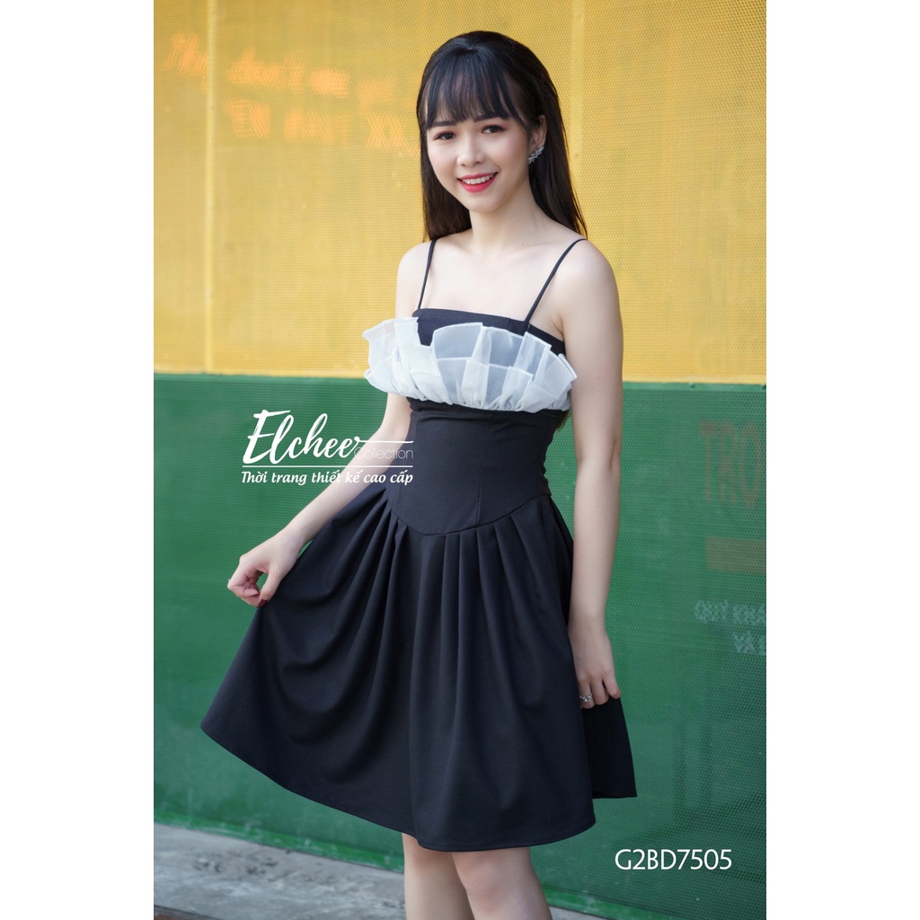 Đầm Hai Dây Tiểu Thư - Đầm hai dây tiểu thư màu đen thiết kế cao cấp Elchee Collection | BigBuy360 - bigbuy360.vn