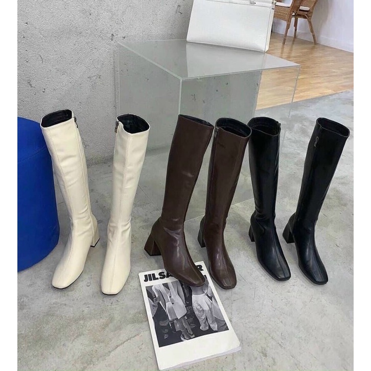 Bốt đùi da cao cấp 5 phân, boots da đùi fullbox ( bắp chân to tăng size)