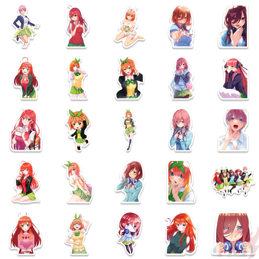 Set 100 miếng dán trang trí họa tiết hoạt hình The Quintessential Quintuplets A