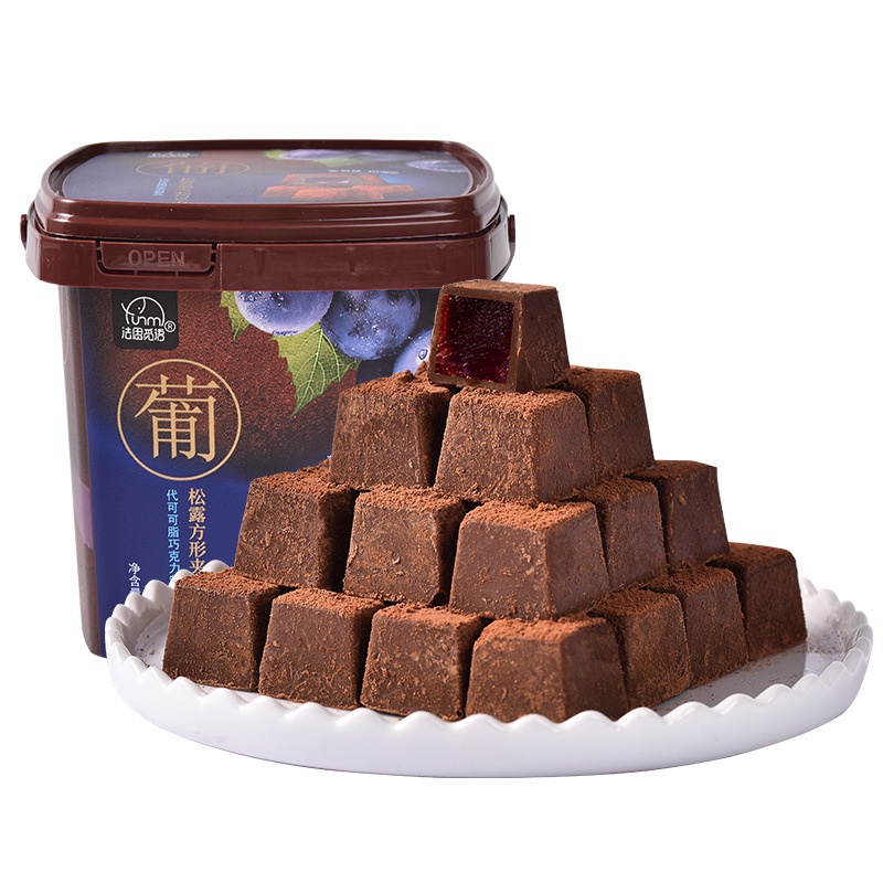 [ Ăn vặt giải trí ] Socola đen Truffle Hình vuông / Socola tươi vị Soài , dâu tây, nho món ăn nhẹ thông thường hộp 158g