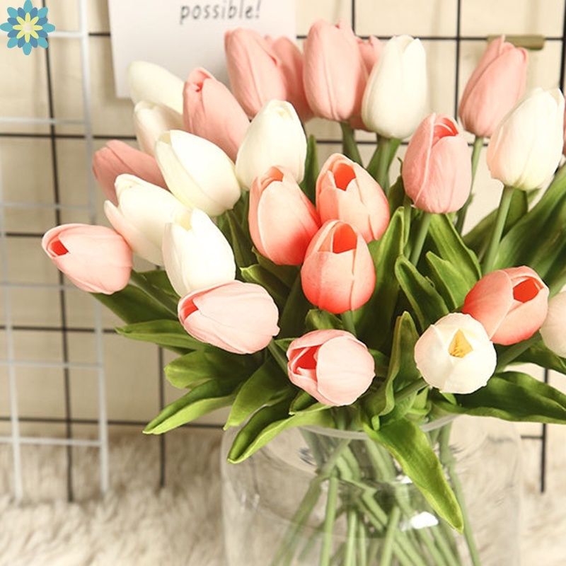 Bó Hoa tulip Giả Bằng Da Pu Dùng Trang Trí Tiệc Cưới