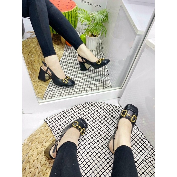Giày SANDAL cao gót 7p Gú chì mũi vuông tag khoá to đẹp