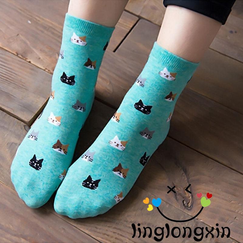 Vớ cotton họa tiết hoạt hình dễ thương dành cho nữ